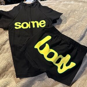 Body By Raven Black Two Piece Set with Neon Accents